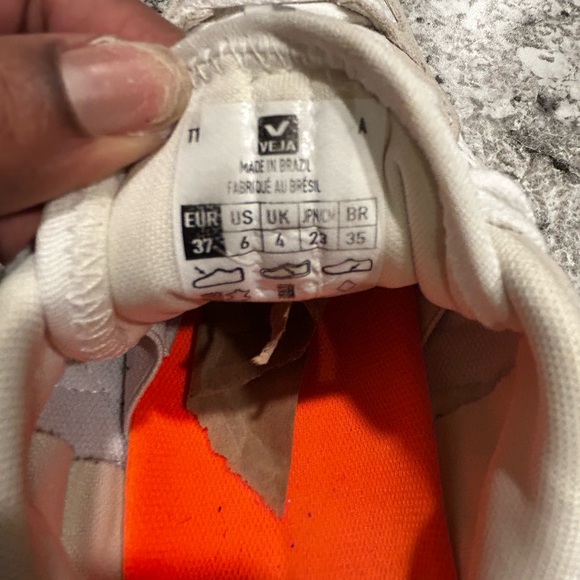 Veja Cream and Orange Sneakers - Picture 7 of 7